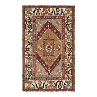 Vintage Turkish Rug With Multicolor Geometric Medallion - Rug & Kilim For Sale