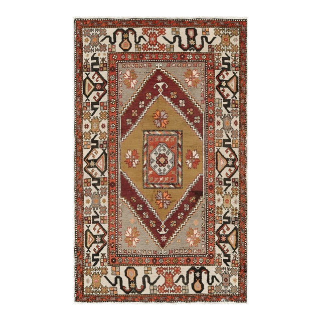 Vintage Turkish Rug With Multicolor Geometric Medallion - Rug & Kilim For Sale
