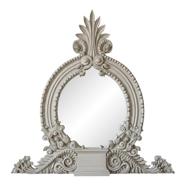 1990s Neoclassical Style Ornate Painted Iron Architectural Mirror For Sale