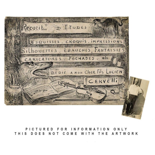 G. Cervelli, World War One French Satirical Caricature, 1910s, Charcoal For Sale - Image 4 of 5