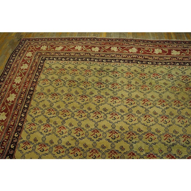 Indian Amazing Ivory Ground & Red Border Allover-Floral Design Antique Indian Agra Rug For Sale - Image 3 of 7