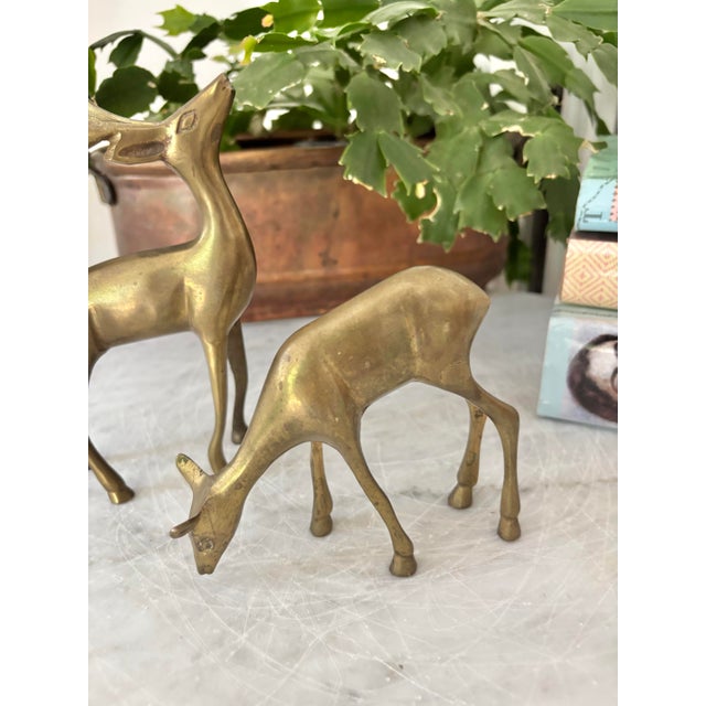 Figurative Vintage Brass Reindeer- a Pair For Sale - Image 3 of 7