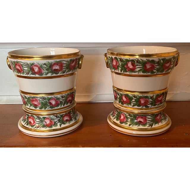 Ceramic Antique 18th Century French Louis XVI Queen's Factory Paris Porcelain Cachepots or Orchid Flower Pots - A Pair For Sale - Image 7 of 15