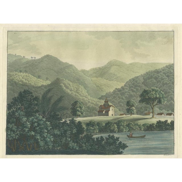 Brazil in Soft Greens — St. Fidelis Jesuit Mission View, Aquatint 1821 : This refined early-19th-century landscape view...