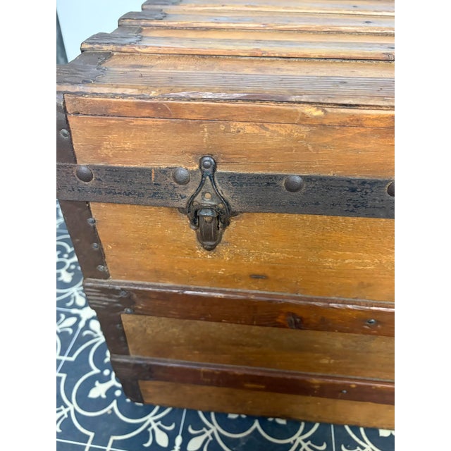 Antique Wooden Steamer Trunk, 1890s For Sale - Image 10 of 15