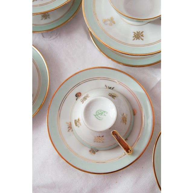 Gold French Porcelain Tea or Coffee Service for 12 from Limoges, 1950s, Set of 27 For Sale - Image 8 of 9