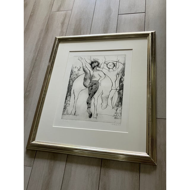 Marino Marini Marino Marini Original Etching, Rare Edition of Only 20. Signed, Framed, Numbered Xiv/Xx For Sale - Image 4 of 12