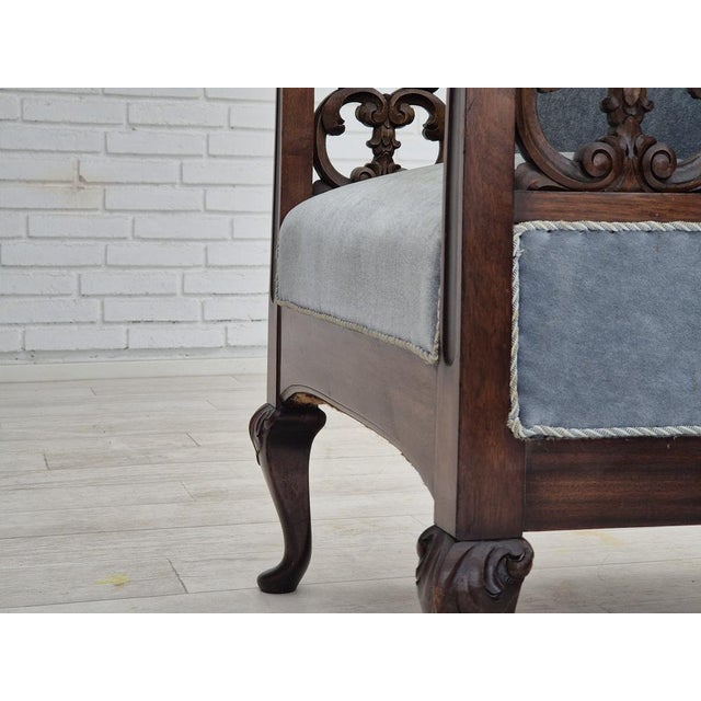 Danish Lounge Chair in Light Blue Furniture Velour, 1950s For Sale - Image 12 of 18