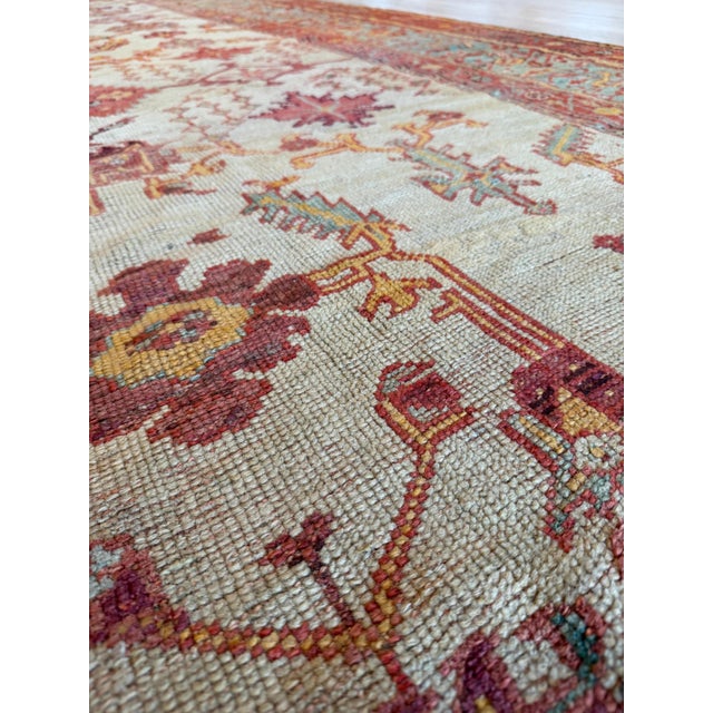Late 19th Century Turkish Oushak Rug Soft Ivory Field, Terracotta & Gold Tones For Sale - Image 13 of 18