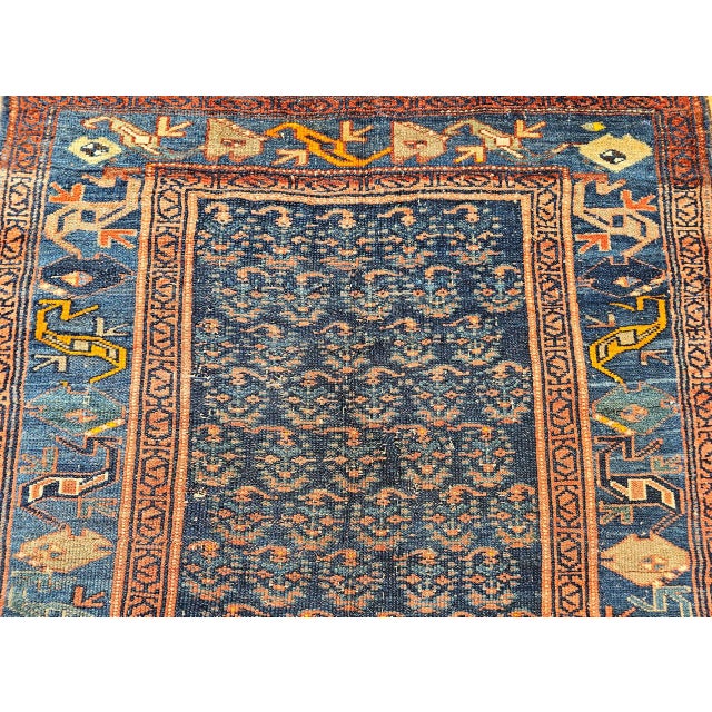 Antique Persian Bidjar Rug, Hand-Knotted Wool, Allover Paisley Pattern. Blue & Green, 4x6 For Sale - Image 9 of 16