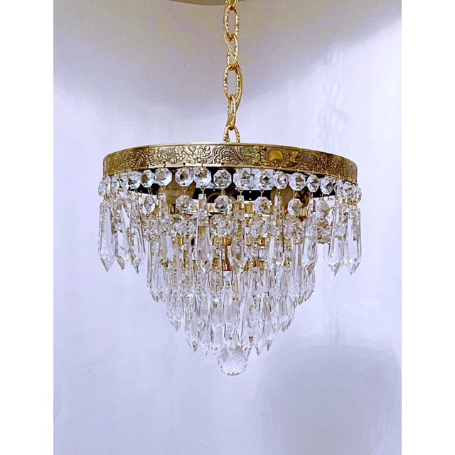 Vintage 1960s Italian Brass Upside Down Layered Cake Chandelier For Sale In New York - Image 6 of 6