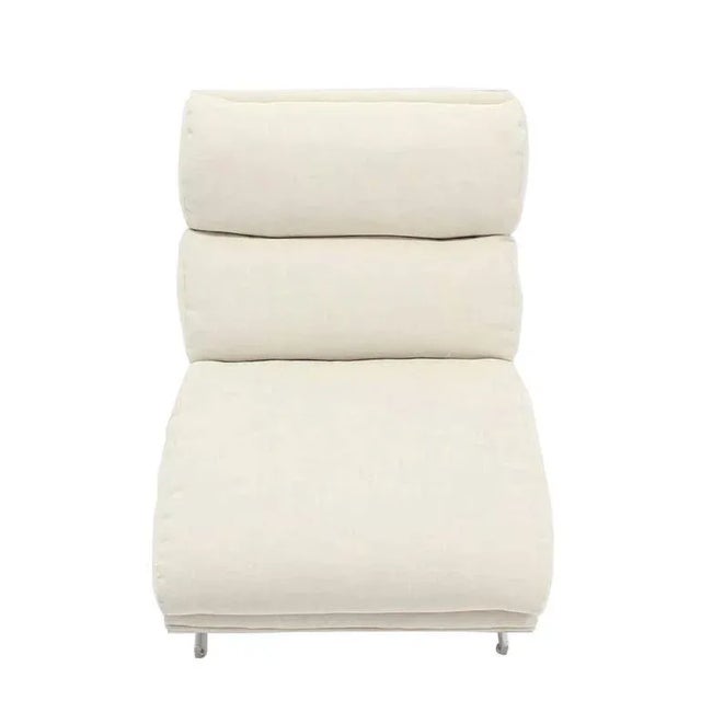 Off-white Vintage Mid Century Scoop Chrome Lounge Chair For Sale - Image 8 of 8