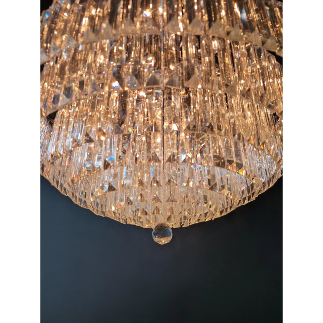 Silver Postmodern Style Chrome Round Crystal Chandelier Light Modern Neutral For Sale - Image 8 of 12