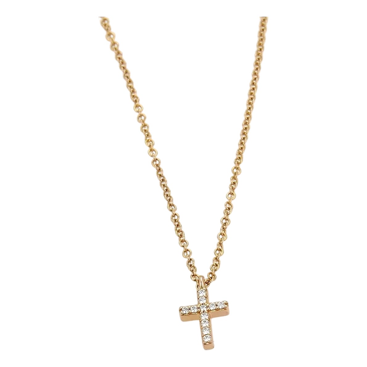 Tiffany Metro Diamond Mini Cross 18k Rose Gold Pendant