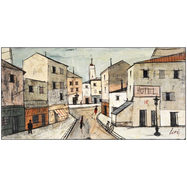 Charles Levier 20th Century Morning Street Oil Painting on Art Board Charles Levier For Sale - Image 4 of 6