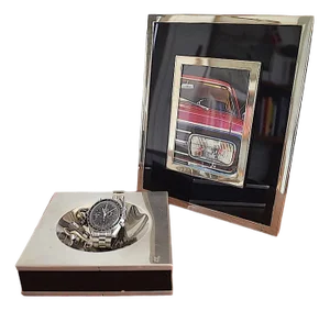Art Deco Style Playboy Picture Frame with Storage Bowl, 1980s, Set of 2
