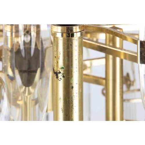 Metal Vintage Italian Brass and Crystal Chandelier, 1970s For Sale - Image 7 of 9