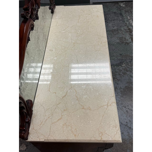 Wood Victorian Renaissance Revival Marble-Top Sideboard, Antique For Sale - Image 7 of 12