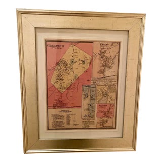Framed Antique Map of Greenwich, Connecticut For Sale