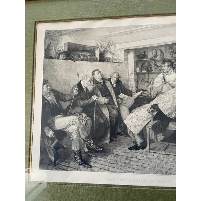 Wonderful 19th etching by Dendy Sadler. Morning gossip! Great condition, framed.