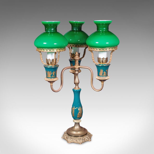 Traditional Vintage Three Branch Table Lamp, English, Accent Light, Neoclassical Revival For Sale - Image 3 of 12