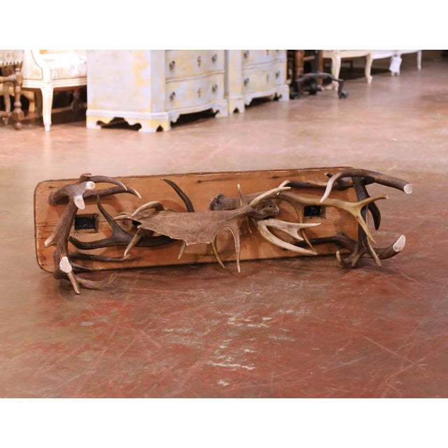 Early 20th Century Austrian Black Forest Antler Lodge Bench With Leather Seat For Sale - Image 14 of 14