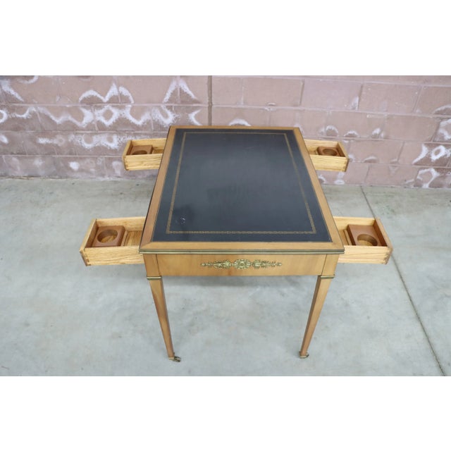 Kittinger Leather Top & Ormolu Mounted Game Table Chairish