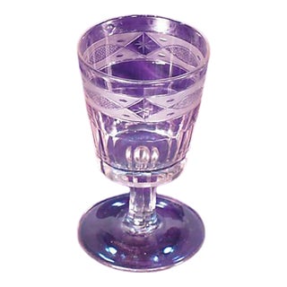 Clear Wine or Rummer Glass Early 19th C. Irish, Engraved Star & Hatch Pattern, Cork Glass Co. For Sale