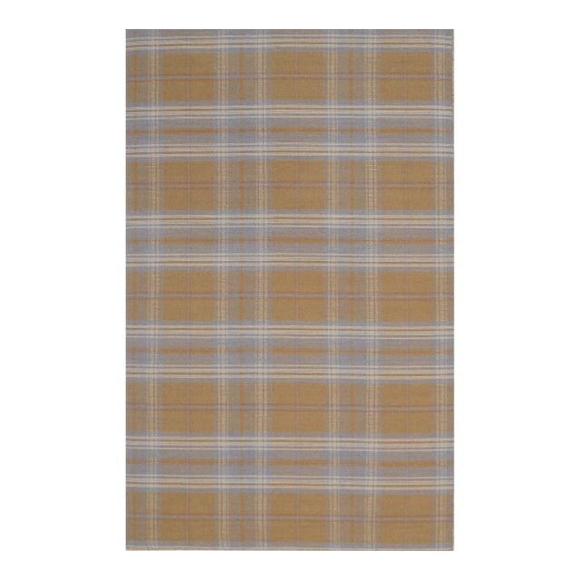 9x12 Sarrah Delicate Yellow Classic Geometric Flatweave Wool Carpet Rug For Sale