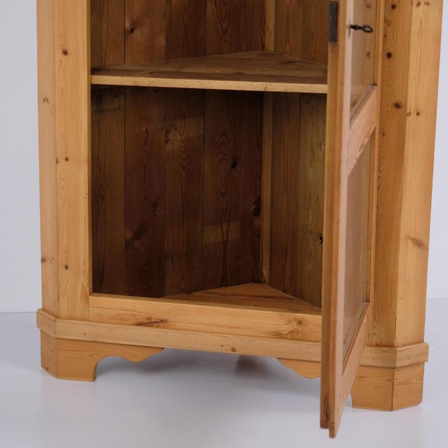 Antique Pine Corner Cabinet with Glass Door, 1890s For Sale - Image 6 of 10