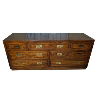 Henredon Campaign Style 7 Drawer Dresser For Sale