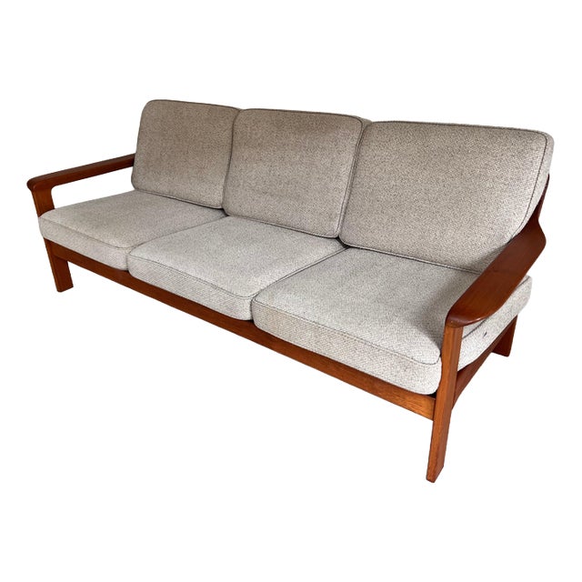 3-Seater Sofa in Teak and Wool, Denmark, 1960s For Sale