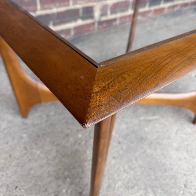 Lane Furniture 1960s Andre Bus for Lane Silhouette Sculptural Walnut & Glass Coffee Table For Sale - Image 4 of 12