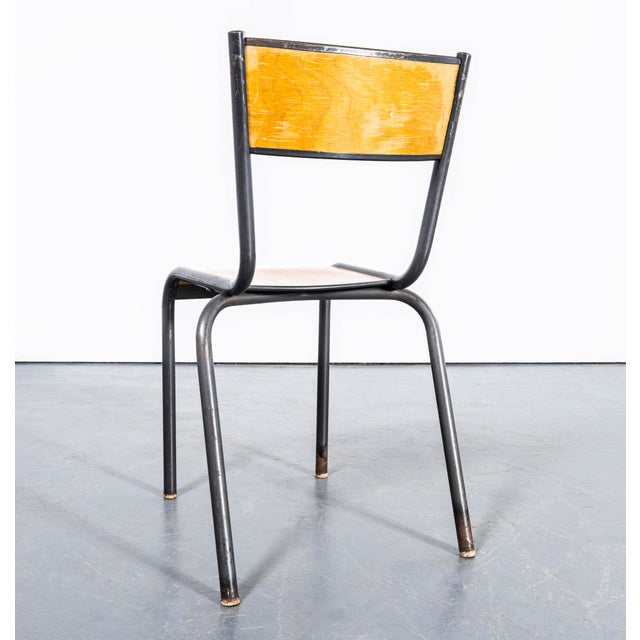 Wood French Silver Stacking Dining Chairs from Mullca, 1950s, Set of 4 For Sale - Image 7 of 9