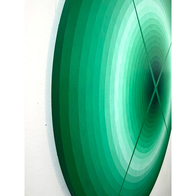 Plastic Contemporary Abstract Acrylic on Italian Poplar Board "Light Interaction (Emerald)" by Andy Harwood For Sale - Image 7 of 8