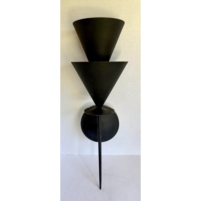Visual Comfort “Cornet” Sconce by Christiane Lemieux, Black Double Cone Wall Light For Sale - Image 12 of 12