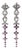 Jean Vitau Pink Sapphire Diamond 18k White Gold Long Drop Clip Earrings- Set of 2 For Sale