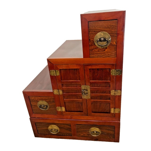 1970s 1970s Japanese Kaidan Tansu Step Chest Cabinet Four Pass Through Drawers Hand Crafted For Sale - Image 5 of 16