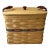 Vintage Peterboro Woven Basket With Braided Leather Handles & Lid For Sale