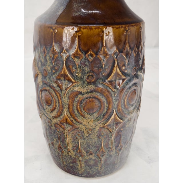 Ceramic Mid 20th Century Brown Grey Blue Glazed Pottery Ceramic Vase Shape Table Lamp Mint - a Pair For Sale - Image 7 of 14