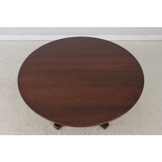 Stickley Stickley Mission Oak Large Round Dining Room Table For Sale - Image 4 of 18