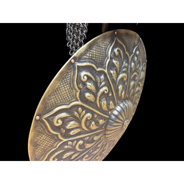 Handmade Turkish Brass Helmet and Shield Display Set For Sale In Los Angeles - Image 6 of 9