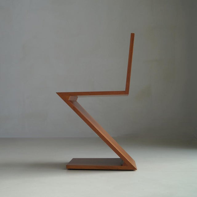 Wood Vintage Zig Zag Chair by Gerrit Thomas Rietveld for Cassina, 1990s For Sale - Image 7 of 18