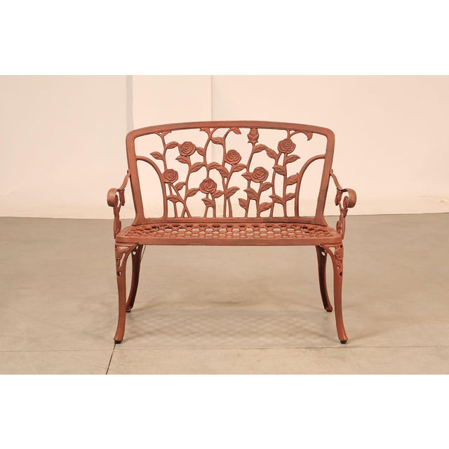 Cast Aluminum Vintage Rose Garden Bench For Sale - Image 18 of 18