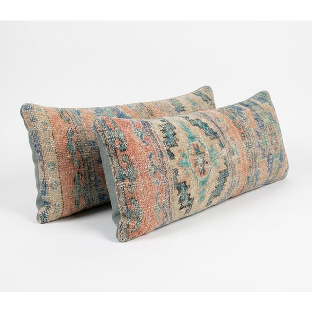 Mid-Century Modern Anatolian Bedding Rug Pillow Cover 14'' X 47'' & 14'' X 48'' - Set of Two For Sale - Image 3 of 4