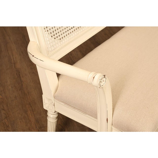 Wood Alden Parkes Country French Louis XVI Style Caned Back Painted Settee For Sale - Image 7 of 18