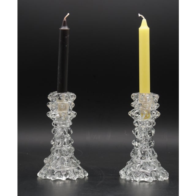 A pair of extraordinary Murano glass candleholders made using the “rostrato” technique. Probably from the Barovier & Toso...