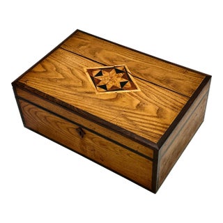 Outstanding Antique Hand Made American Chestnut & Genuine Rosewood Documant Box With Exotic Wood Inlays - Circa 1870s For Sale