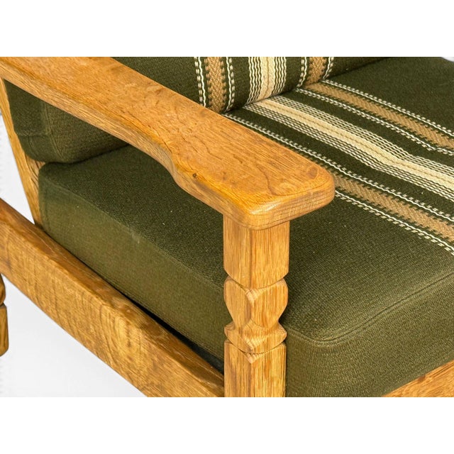 Henning Kjaernulf Style, Lounge Chairs, Oak, Fabric, Denmark, 1970s For Sale - Image 9 of 13