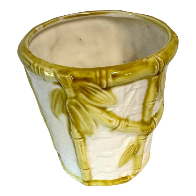 Vintage Bamboo Design Ceramic Planter For Sale